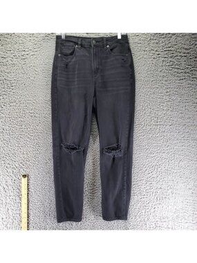 American Eagle Outfitters Jeans Women’s 4 Black Mom Jean Distressed *Read*